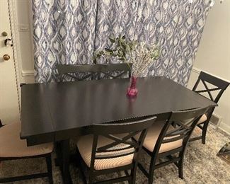 4 chairs & bench black dining table