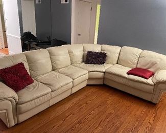 Real leather sectional