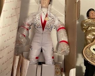 Danbury Mint Elvis white pant suit with sequins, belt