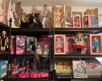 Barbie collection, Elvis, Shirley Temple, Madame Alexander in boxes