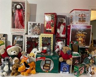 Lots of mechanical and motion decorative pieces, soft toys, musical, angels