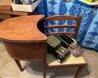 Vintage Telephone table, Vintage Jeep and truck