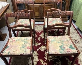 Set of 4 rose back dining chairs in good condition.