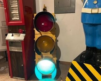 The EAGLE traffic light plugs into a regular wall socket. The lights alternate from green