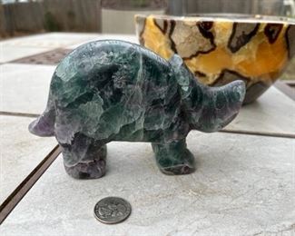 Hand Carved Fluorite Rhinoceros