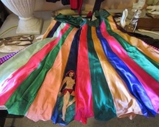 Vintage skirt made of ties w/pin up girl