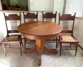 JMFO603 Vintage Carved Kane Chairs And Wooden Table
