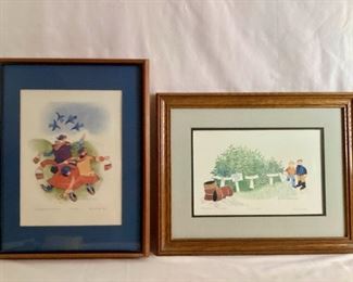 JMFO923 Rie Munoz Two Framed Berry Watercolor Prints