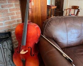 Wendell Koehler Czechoslovakian Cello and leather chair 