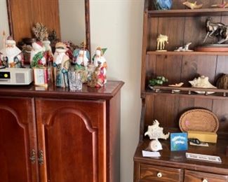 Bose radio, shells, Santas, carvings 