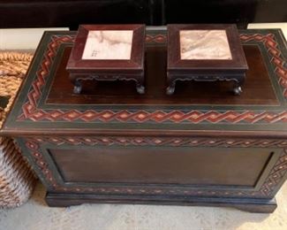 Folk painted Chest, Asian trivets / stands