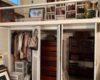 Books, clothes, chests, book shelves
