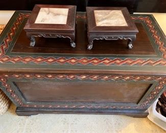 Chest and marble asian stands
