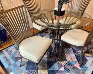 Shaver-Howard Glass Top Table with Steel Base and 4 Chairs