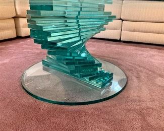 Vintage Stacked Glass Round Coffee Table