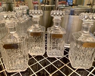 Vintage  Glass Decanters with ID Tags