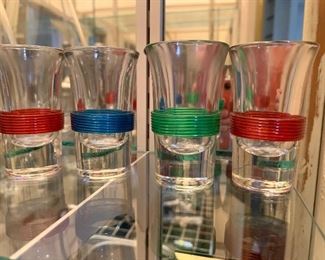 Vtg Shot Glasses with Celloid Band