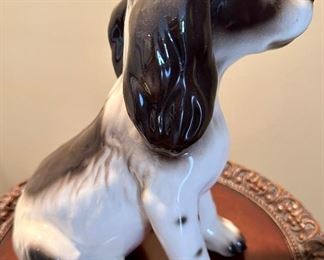 Mid-Century Ceramic Dog Figurine.  Brown and White Spaniel