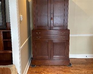 French Renaissance Style Cabinet with 2 Drawers as well as upper and lower storage 