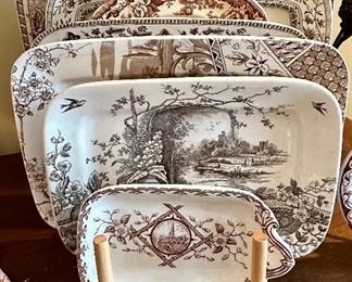 Brown Transferware Platters