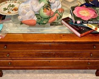 Bob Timberlake Glass Display Cocktail Table with 3 Map Drawers