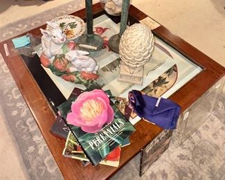 Bob Timberlake Glass Display Cocktail Table with 3 Map Drawers