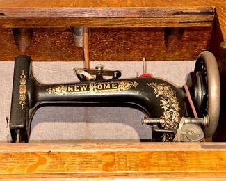 Vintage Sewing Machine Table with New Home Sewing Machine