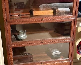 A Real Antique Barrister's Cabinet with 3 Tiers and Glass Doors.  Perfect for an office or Living Room.  