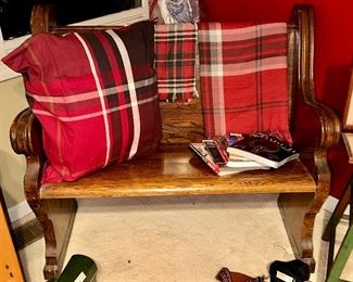 This is a 2 seat Church Pew with an assortment of Plaid