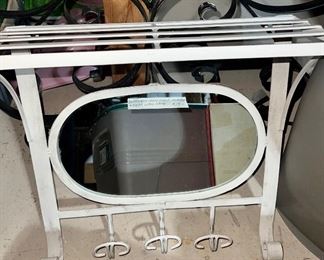 Wall Shelf with Mirror and Coat Hooks