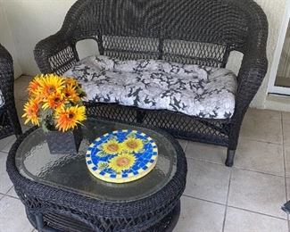 wicker bench coffee table