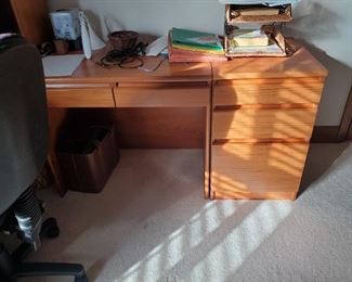 Danish 2-drawer side desk/1 file cabinet