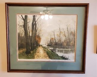 Landscape approx 3' x 2' A Canal in Autumn France