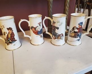 Set of Norman Rockwell Four Season tall mugs