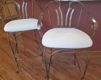 Two beautiful scroll back/curved legged bar stools