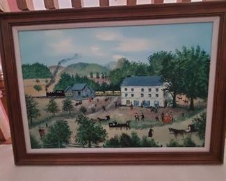 This Still life settlement painting is on canvas 4' x 3.5"