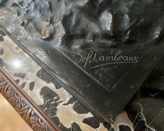 Bronze sculpture of two wrestlers by Joseph (Jef) Lambeaux, signed.