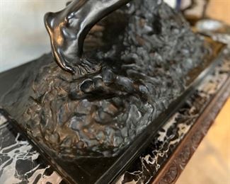 Bronze sculpture of two wrestlers by Joseph (Jef) Lambeaux, signed.