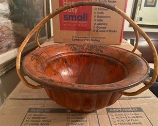 19th Century Bamboo Hat Basket