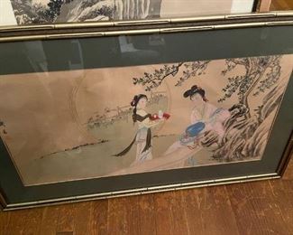 Antique Water Color Japanese Painting 