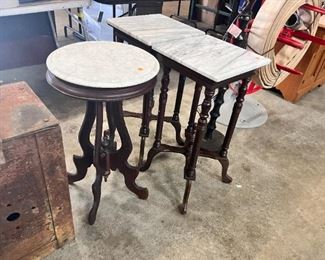 TWO MARBLE TOP TABLES 