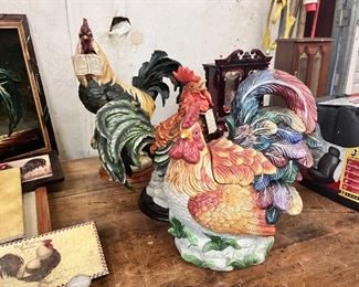 LOT OF ROOSTER FIGURES 