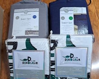 2 Twin Size Sheets with Dinosaur Pillow Cases