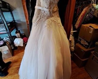 Allure Ball Gown Sleevless Lace Dress -Size 14