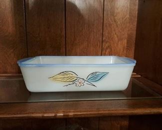 Hand Painted Fire King 1 QT Casserole Dish