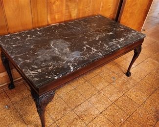 2 end tables and matching coffee table, real Italian marble tops
