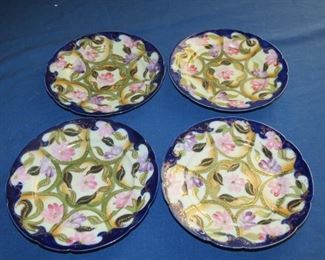 DECORATED FLOW BLUE PLATES.