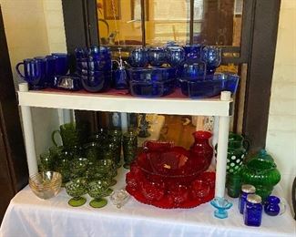 Cobalt Glassware, Ruby glassware, etc 