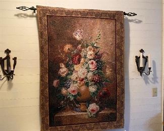 Tapestry & sconces 