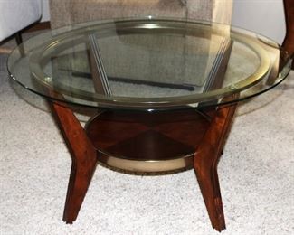 Glass Top Coffee Table on Wood/Metal Frame